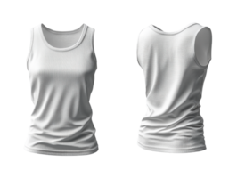 White tank top, front and back view, showcasing simple design and soft fabric. Perfect for casual wear or layering png