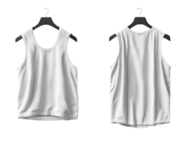 White tank top displayed from front and back views, perfect for casual wear png
