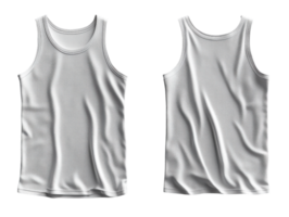 White tank tops displayed from front and back, showcasing fabric texture and fit. Ideal for casual wear or layering png