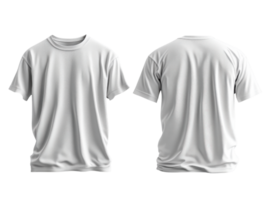 Plain white t shirt displayed from front and back views, showcasing its simple design and fabric texture. Ideal for casual wear or branding png