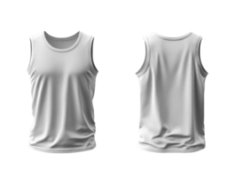 Blank plain white tank top displayed from front and back, showcasing its simple design and fabric texture png
