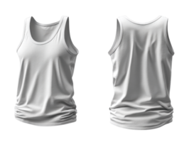 White tank top, front and back view, showcasing soft fabric and casual style. Perfect for summer wear or layering png