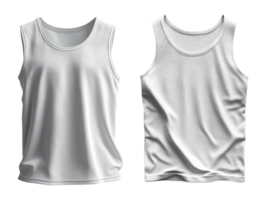 White tank tops displayed side by side, showcasing different styles and textures. Perfect for casual wear or layering png
