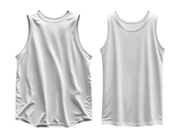 Set of plain white tank top displayed from front and back, showcasing its simple design and fabric texture png