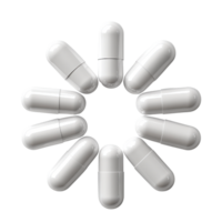 White capsules arranged in circular pattern, symbolizing health and wellness png