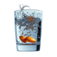 glass of water with effervescent tablets dissolving, creating bubbles png
