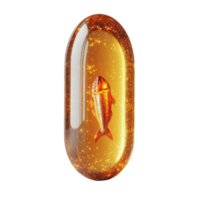 vibrant fish capsule with shimmering golden liquid, symbolizing health and vitality png