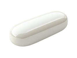 smooth, oval shaped white capsule with glossy finish, ideal for health and wellness themes png