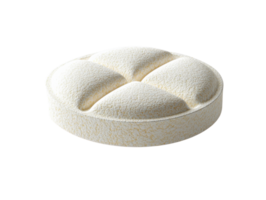 Soft round cushion with plush texture and tufted design, perfect for comfort png