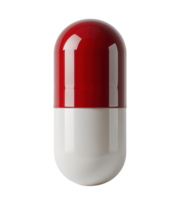 Red and white capsule, representing medication or supplements, isolated on transparency background png