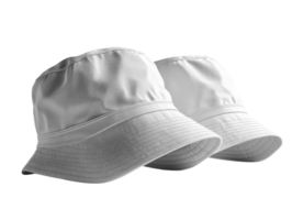 White bucket hats displayed side by side, showcasing simple and stylish design. Perfect for casual outings or sunny days png