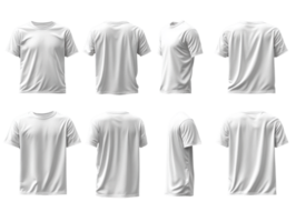 White t shirt mockup in various angles showcasing front, back, and side views. Ideal for design presentations png