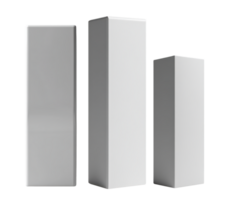 Minimalist white rectangular blocks in varying heights, ideal for modern design png