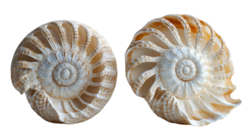 Beautiful nautilus shells showcasing intricate patterns and textures png