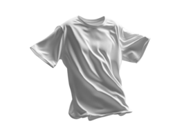 plain white t shirt displayed in dynamic pose, showcasing its fabric texture and drape png