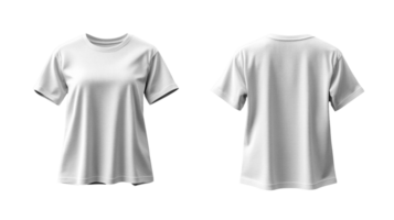plain white t shirt displayed from front and back, showcasing its simple design and versatility png