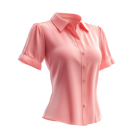 stylish pink blouse with short sleeves and button up front. Perfect for casual or formal occasions png