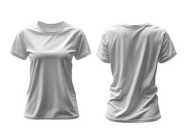 plain white t shirt displayed from front and back, showcasing its simple design and fabric texture png