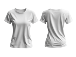 Set of Plain white t shirt mockup, front and back view, suitable for design png