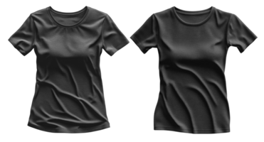 Black t shirts with smooth fabric texture and different styles displayed png