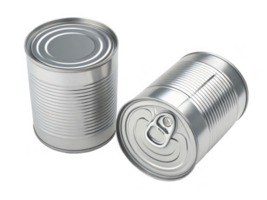 Closed and opened aluminum cans on transparency background, showcasing their design and functionality png