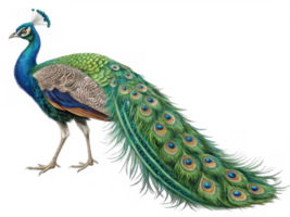 vibrant peacock with colorful plumage displaying its stunning feathers png