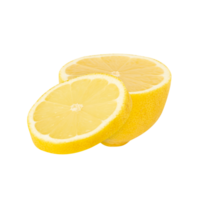 Fresh lemon halves with bright yellow color and juicy texture png
