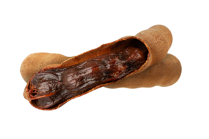 Tamarind fruit with brown pulp and outer shell, showcasing its unique texture and color png