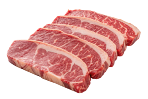 Fresh marbled beef steaks arranged neatly, showcasing rich red color and texture. Perfect for grilling or cooking png