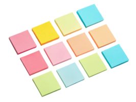 Colorful sticky notes arranged in grid pattern, ideal for organization and reminders png