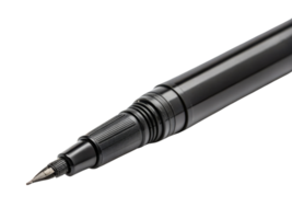 close up of black fine tip pen showcasing its sleek design and precision. Ideal for writing and drawing png