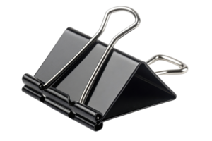 black binder clip with triangular shape, ideal for organizing papers and documents efficiently png