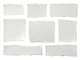 Blank torn paper pieces arranged in grid on transparency background, ideal for design projects png