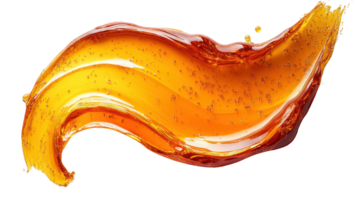 Glossy orange liquid splash with bubbles, creating dynamic flow effect png