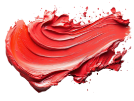 Bright red paint stroke with smooth texture and dynamic movement png