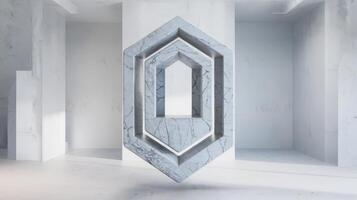 A large white marble object in a room photo