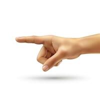 A detailed hand illustration of a pointing gesture, showcasing a light-skinned hand against a plain white background. photo