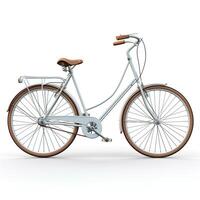 Stylish vintage bicycle with a light frame and brown accents, perfect for leisurely rides. photo