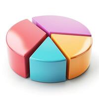 Colorful 3D pie chart depicting data representation in vibrant segments. photo
