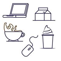 Office Elements Outline, Daily Use at Office. vector