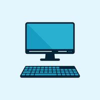 Modern Computer Setup with Screen and Keyboard vector