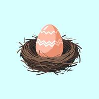Colorful Easter Egg Resting in a Bird Nest vector