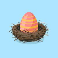 Decorative Easter Egg in a Cozy Nest vector
