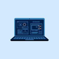 Futuristic Laptop Interface with Glowing Holographic Display vector