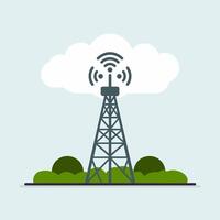 High-Tech 5G Tower Providing Wireless Network Coverage vector