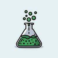 Flat-Style Chemistry Flask with a Vibrant Green Solution vector