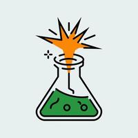 A science experiment with a green liquid and an explosion vector