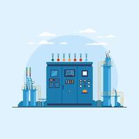 An illustration of a factory with pipes and machinery vector