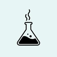 A black and white illustration of a flask with a liquid inside vector