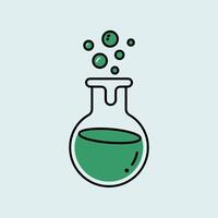 Mysterious Green Substance Bubbling in a Glass Container vector